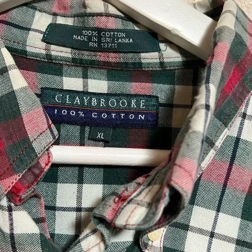 Claybrooke  men’s XL 100% cotton flannel red/green/ white